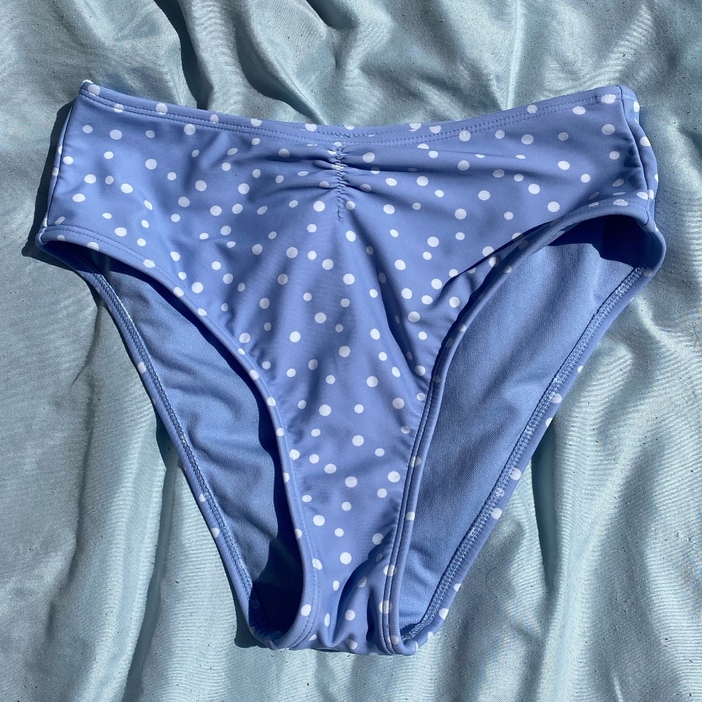 Target Blue and White Polka Dot High Leg Swim Bottoms- Medium